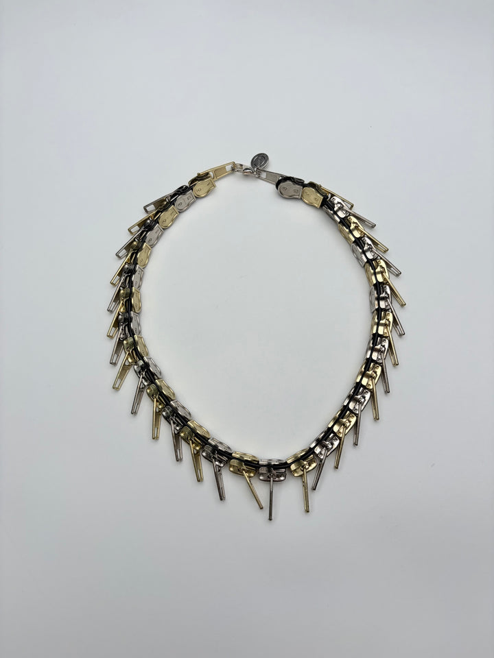 Zipper-Chocker Halskette Silber/ Gold von Oben