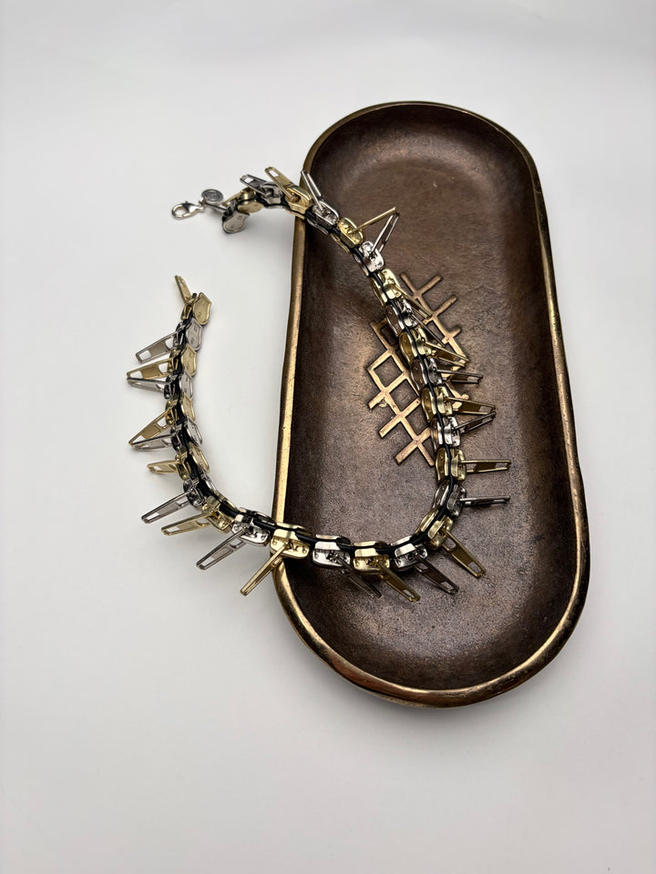 Zipper-Chocker Halskette Silber/ Gold Dekobild