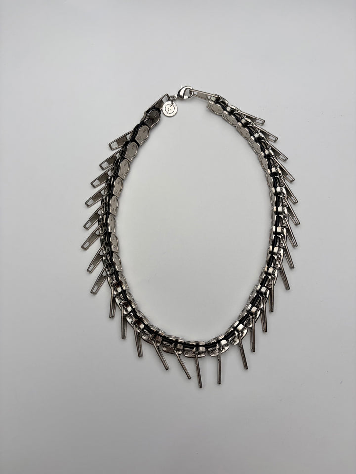 Zipper-Chocker Halskette Silber von Oben