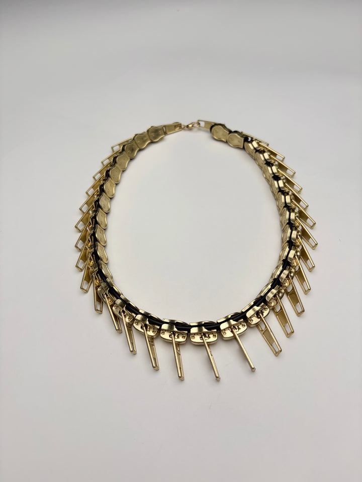 Zipper-Chocker Halskette Gold von Oben