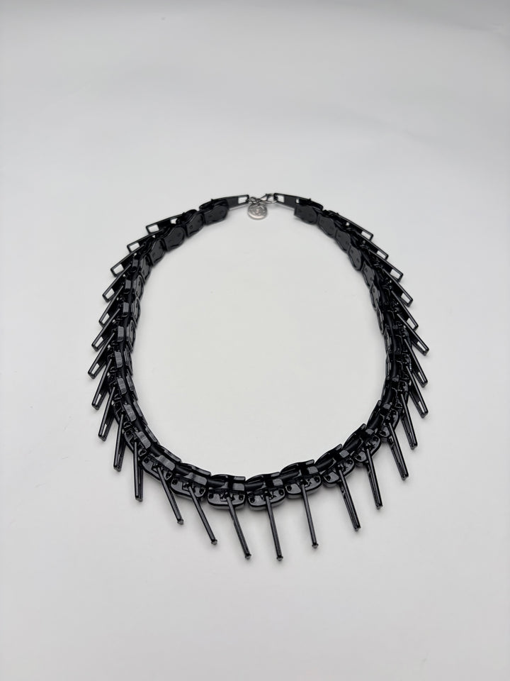 Zipper-Chocker Halskette in Schwarz mit Verschluss