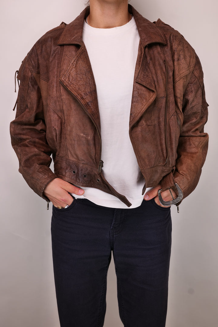 80er Vintage Lederjacke cropped