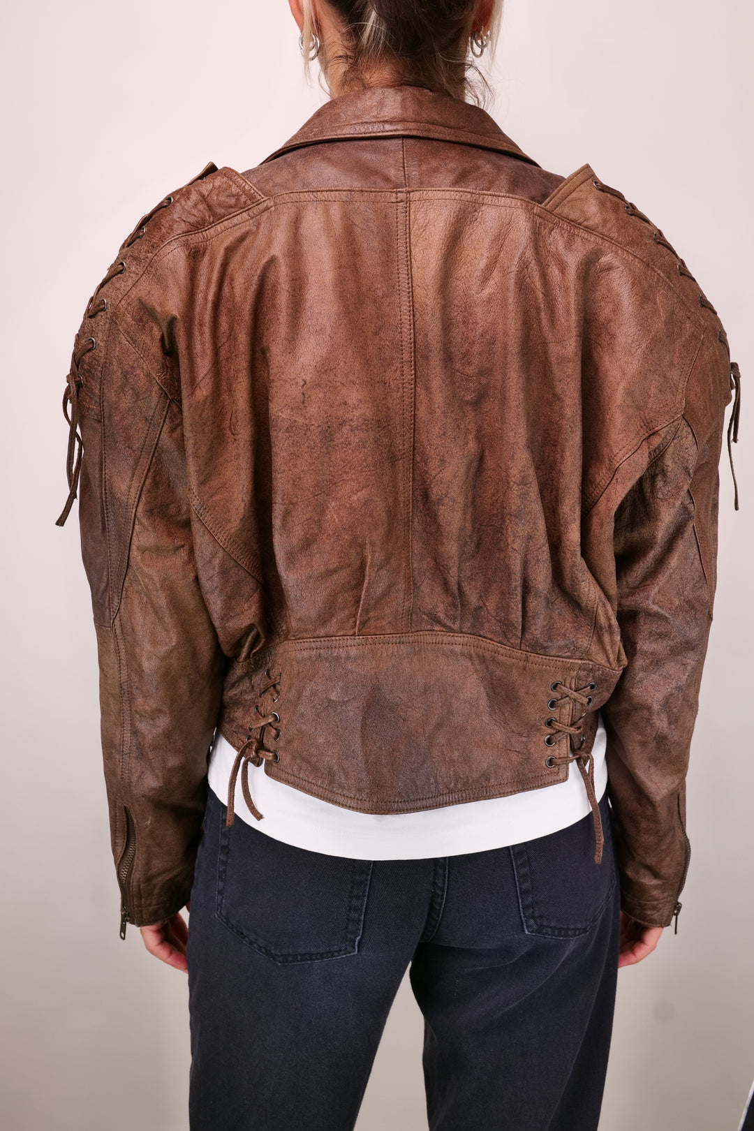 80er Vintage Lederjacke cropped