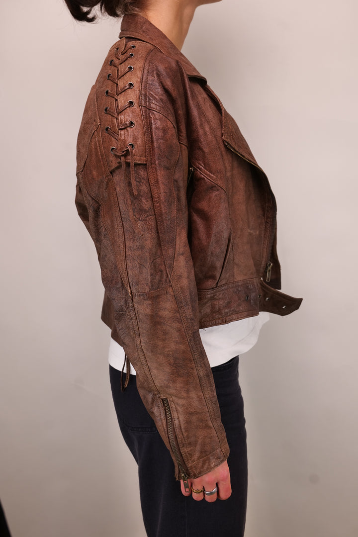 80er Vintage Lederjacke cropped