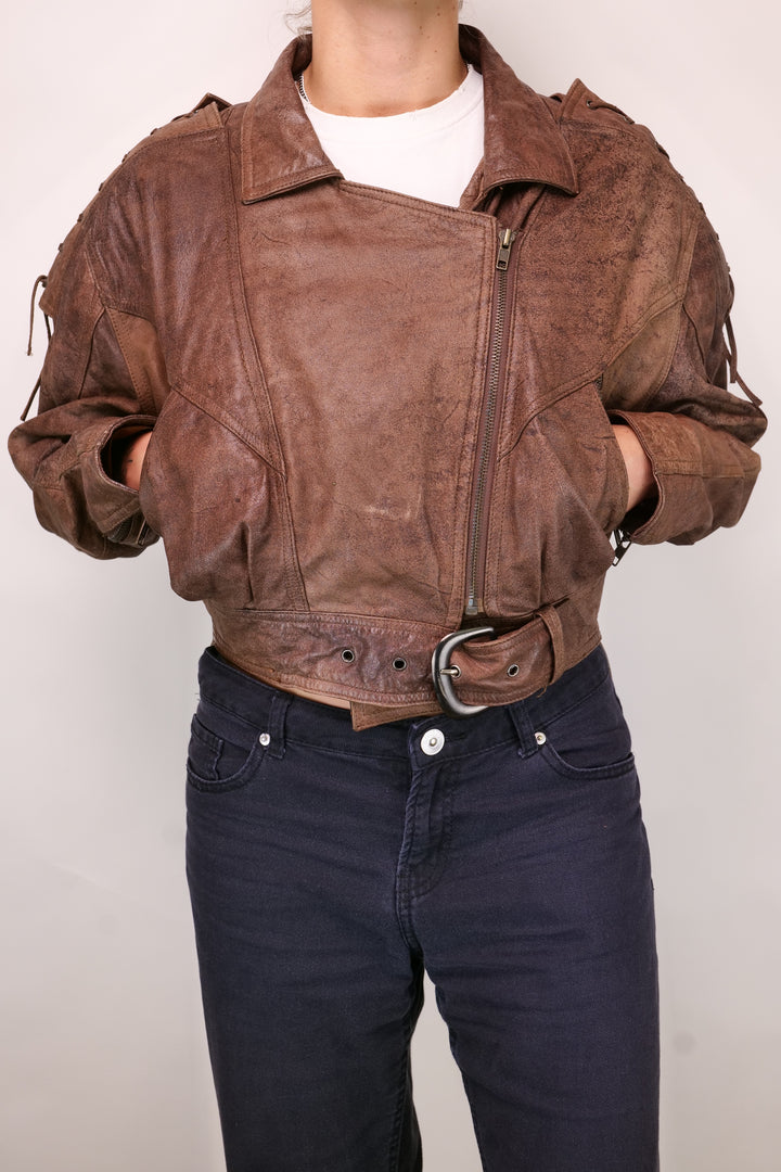 80er Vintage Lederjacke cropped