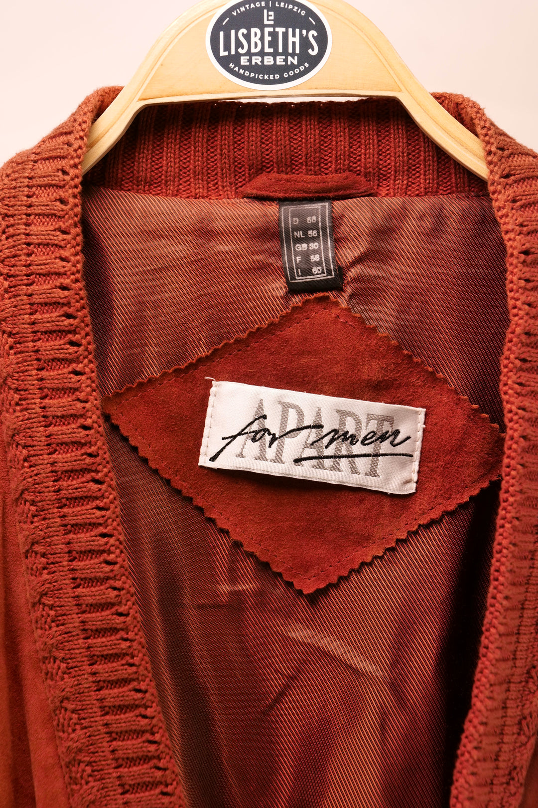 Vintage APART for men Lederblouson mit Strickeinsätzen
