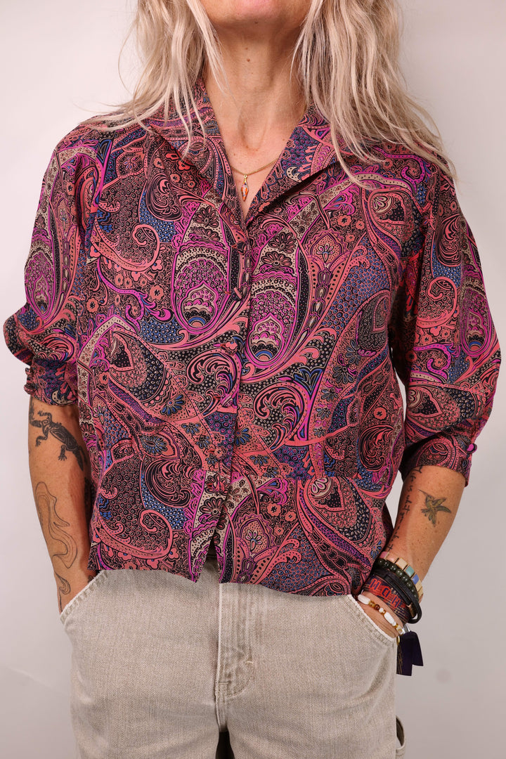 80er Vintage Bluse kurzarm