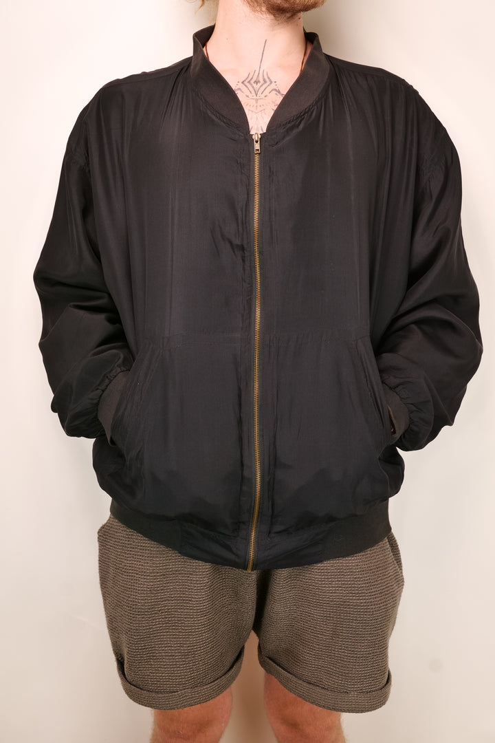 Vintage GAUCHO Seiden Blouson 90er schwarz