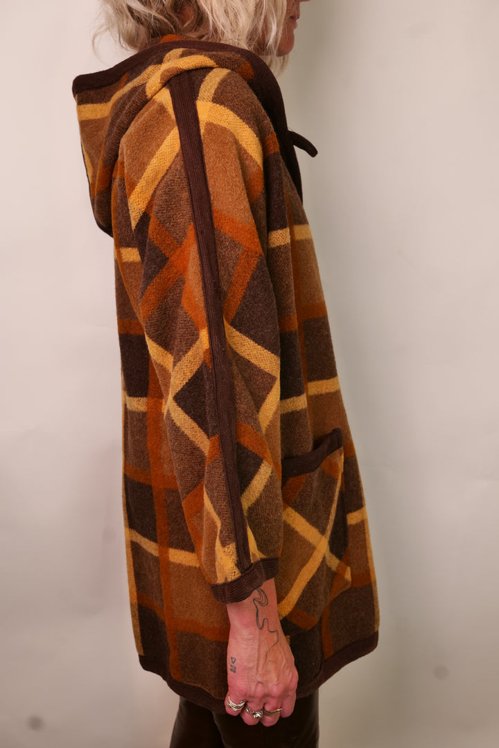 Dufflecoat Vintage Wollmantel mit Kapuze